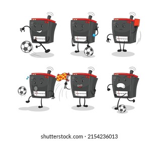 radio football group character. cartoon mascot vector