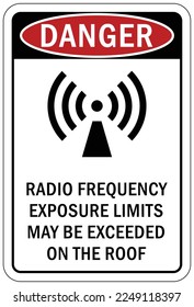 Radio frequency hazard sign and labels