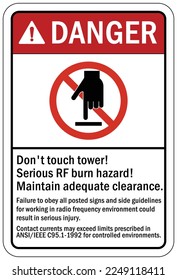 Radio frequency hazard sign and labels