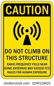 Radio frequency hazard sign and labels