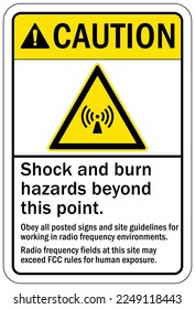Radio frequency hazard sign and labels