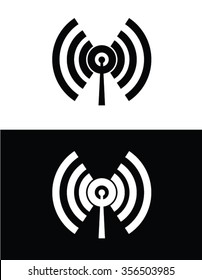 Radio Frequency Icon Set In Black And Reverse