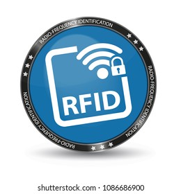 Radio Frequency Identification RFID - Glossy Web Button - Isolated On White Background