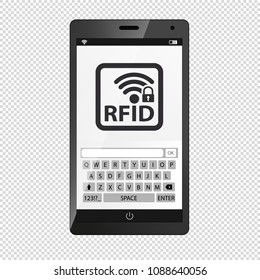 Radio Frequency Identification RFID On Smartphone - Vector Illustration - Isolated On Transparent Background