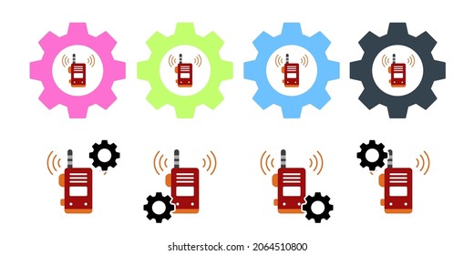 Radio, frequency vector icon in gear set illustration for ui and ux, website or mobile application