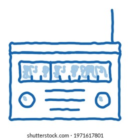 radio gadget sketch icon vector. Hand drawn blue doodle line art radio gadget sign. isolated symbol illustration