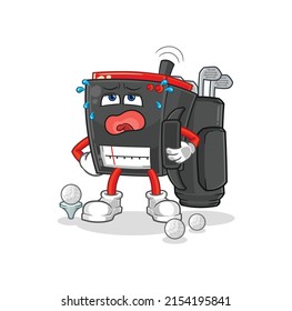 radio with golf equipment. cartoon mascot vector