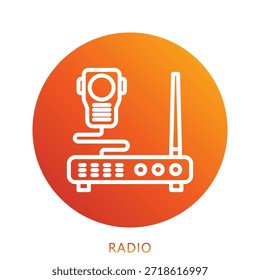 Ilustración Mini Del Icono Del Gradiente De La Radio, Uso Para El Concepto Moderno, Impresión, Ui, Kit De La Ux, Web Y Desarrollo Del App. Vector Relacionado Con Bomberos, Rescate Y Más