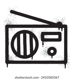 Radio graffiti drawn with black spray paint