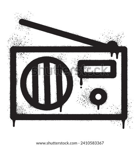 Radio graffiti drawn with black spray paint