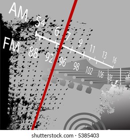 Radio Grunge Retrospective: AM FM Radio Tuner with red station indicator.