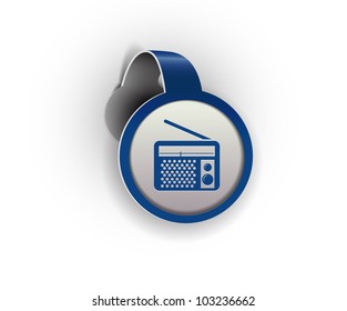 radio hanging sticker icon, vector