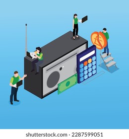 Radio host 3d isometric vector illustration concept for banner, website, landing page, ads, flyer template
