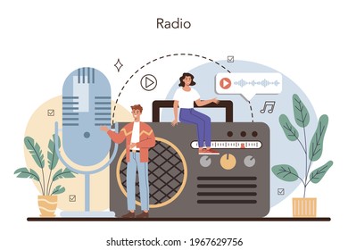 Radio host concept. Idea of news broadcasting in the studio.