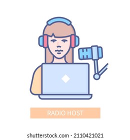 Radio host - modern colored line design style icon