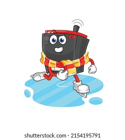 radio ice skiing cartoon. character mascot vector