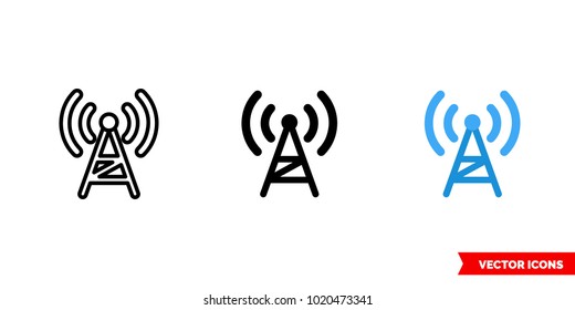 Radio icon of 3 types: color, black and white, outline. Isolated vector sign symbol.