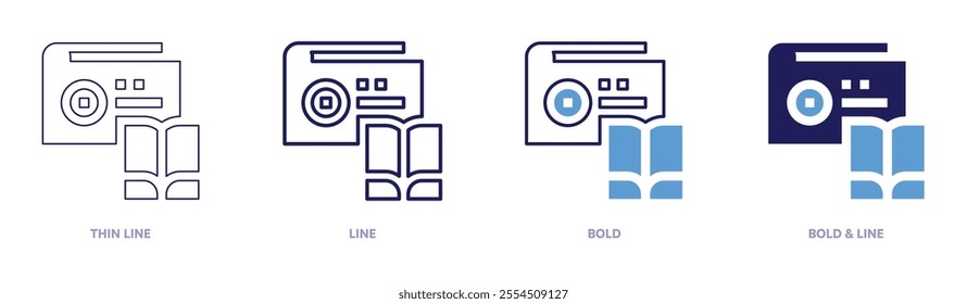 Radio icon in 4 different styles. Thin Line, Line, Bold, and Bold Line. Duotone style. Editable stroke.