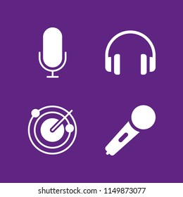 radio icon. 4 radio set with audio, karaoke microphone icon, microphone and radar vector icons for web and mobile app