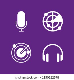 radio icon. 4 radio set with audio, microphone and radar vector icons for web and mobile app