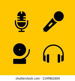 radio icon. 4 radio set with microphone, audio, music and multimedia and karaoke microphone icon vector icons for web and mobile app