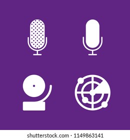 radio icon. 4 radio set with microphone, music and multimedia and radar vector icons for web and mobile app