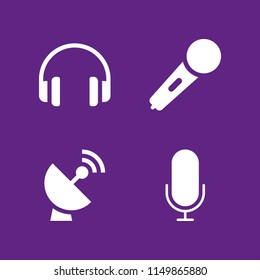 radio icon. 4 radio set with microphone, radar, audio and karaoke microphone icon vector icons for web and mobile app