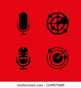 radio icon. 4 radio set with radar and microphone vector icons for web and mobile app
