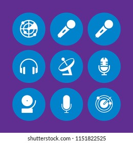 radio icon. 9 radio set with microphone, radar, antenna and music and multimedia vector icons for web and mobile app