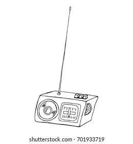 Radio icon. Radio with antenna and speaker. Vector illustration.