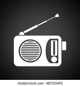 Radio icon. Black background with white. Vector illustration.