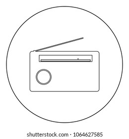 Radio  icon black color in circle or round vector illustration