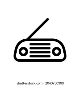 Radio icon. Black contour linear silhouette. Front view. Vector simple flat graphic illustration. The isolated object on a white background. Isolate.
