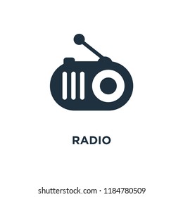 Radio icon. Black filled vector illustration. Radio symbol on white background. Can be used in web and mobile.