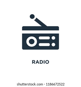 Radio icon. Black filled vector illustration. Radio symbol on white background. Can be used in web and mobile.