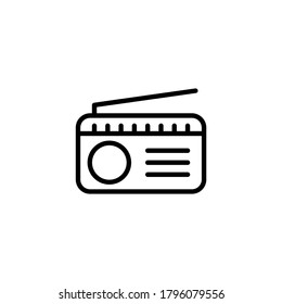 Radio Icon  in black line style icon, style isolated on white background