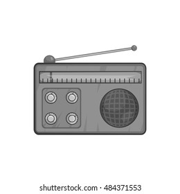 Radio icon in black monochrome style isolated on white background. Music symbol vector illustration