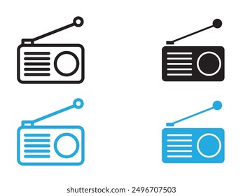 radio icon black and white vector outline sign