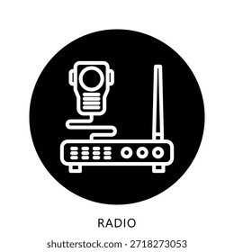 Radio Icon Button Mini-Illustration, für moderne Konzeption, Print, UI, UX-Kit, Web und App-Entwicklung. Vektor verwandt mit Feuerwehrmann, Rettung und mehr