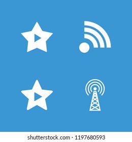 Radio icon. collection of 4 radio filled icons such as signal tower, wi-fi. editable radio icons for web and mobile.