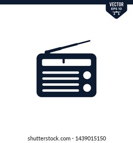 Radio icon collection in glyph style, solid color vector