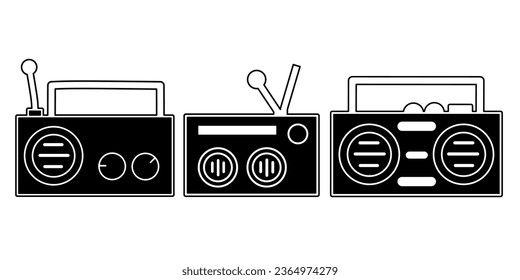 Radio icon collection. An illustration of a black radio icon. Stock vector.