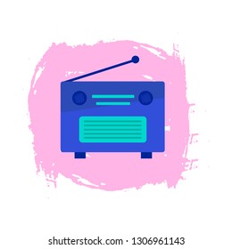 RADIO icon colorful cartoon radio elements set. Media theme vector illustration for icon, stamp, label, badge, poster, or banner decoration. Vector illustration EPS
