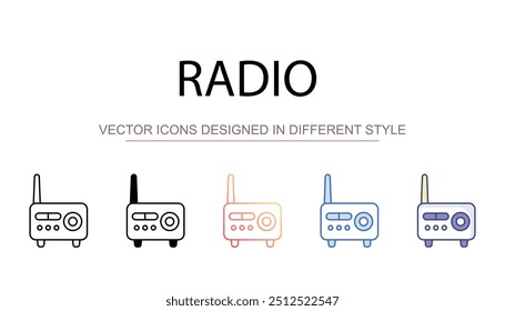 Design de ícone de rádio com fundo branco ilustração stock