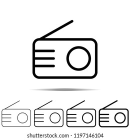 Radio icon in different shapes, thickness. Simple outline vector of web for UI and UX, website or mobile application