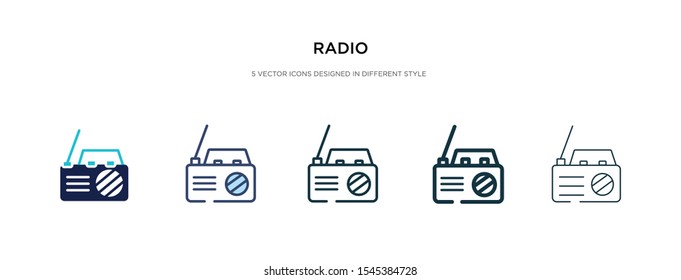 radio icon in different style vector illustration. two colored and black radio vector icons designed in filled, outline, line and stroke style can be used for web, mobile, ui