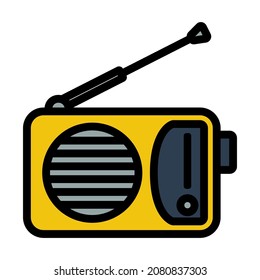 Radio Icon. Editable Bold Outline With Color Fill Design. Vector Illustration.