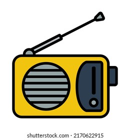 Radio Icon. Editable Bold Outline With Color Fill Design. Vector Illustration.