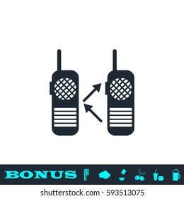 Radio icon flat. Black pictogram on white background. Vector illustration symbol and bonus button