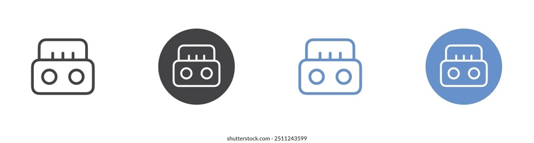 Radio icon Flat set in black and white color